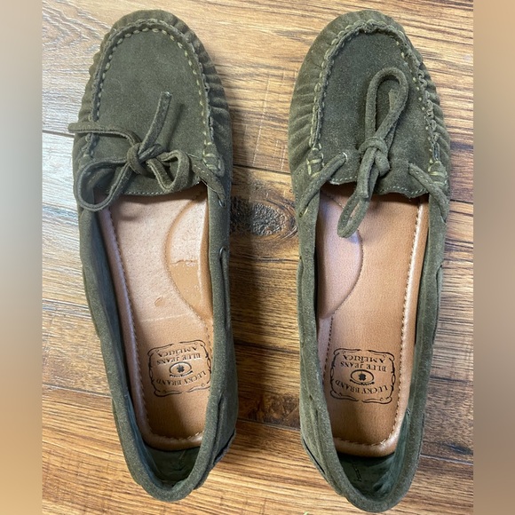 Lucky Brand Olive Suede Slip On Moccasins Shoes Women's size 8 - Picture 1 of 6